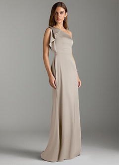 Azazie Rinna Bridesmaid Dresses Frost Mermaid Ruched Stretch Satin Dress image3