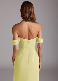 Azazie Saige Bridesmaid Dresses Lemon Sorbet A-Line Off the Shoulder Chiffon Convertible Dress image6