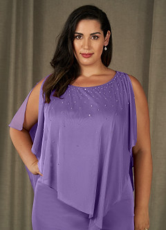 Azazie Aspyn Mother of the Bride Dresses Tahiti Sheath Beaded Mesh Dress image13