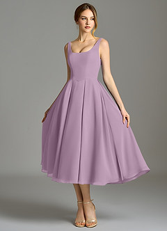 Azazie Amalie Abiti da Damigella Abito A-Line in Chiffon Plissettato Glicine image6