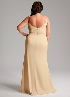 Azazie Deandra Bridesmaid Dresses Champagne Mermaid Pleated Stretch Satin Dress image8