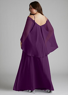 Azazie Cienna Robes de demoiselle d'honneur Robe Trapèze en Mousseline de soie Épaule décolletée Grain De Raisin image8