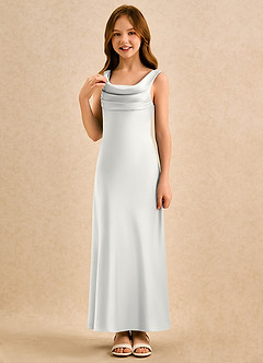 Azazie Raspberry Girls Formal Flower Girl Dresses White A-Line Pleated Stretch Satin Dress image5