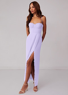 Barbie ♥ Azazie Bridesmaid Dresses Lilac Sheath Corset Chiffon Dress image2