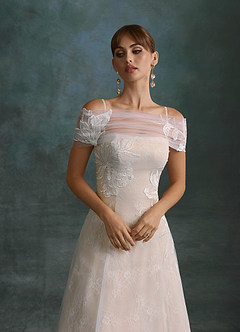Azazie Berkely Trouwjurken Jurk van Tule met A-Lijn Off-shoulder Diamant Wit Champagne image7