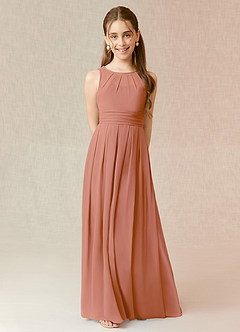 Azazie Bibiane Junior MAI TAI A-Line Pleated Chiffon Dress image2