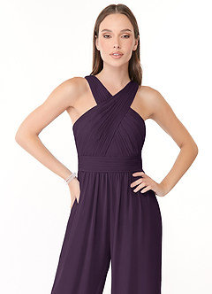 Azazie Berdie Robes de demoiselle d'honneur Combinaison en Mousseline de soie Dos nu Prune image5