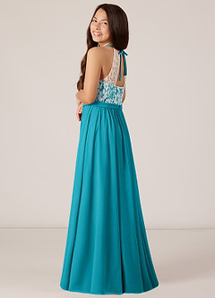 Azazie Fahari A-Line Lace Chiffon Floor-Length Junior Bridesmaid Dress image5