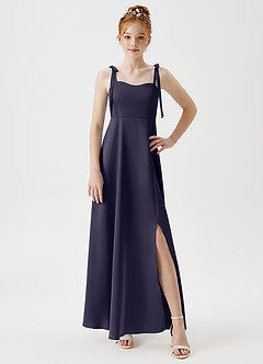 Azazie Rosey Junior A-Linie Herzausschnitt Stretch-Satin Kleid Sturm image5