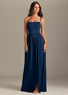 Azazie Calianna Bridesmaid Dresses Dark Navy A-Line Off the Shoulder Stretch Satin Convertible Dress image8