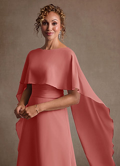 Azazie Marilla Mère de la mariée Robes Robe Trapèze en Mousseline de soie Plissée Antique Rose image8