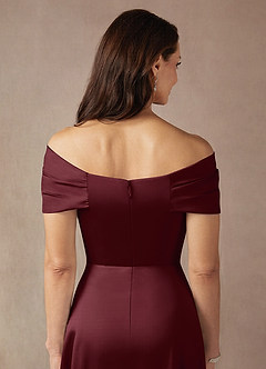 Azazie Amelia Mother of the Bride Dresses Cabernet A-Line Off the Shoulder Stretch Satin Dress image8