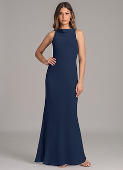 Azazie Allettie Bridesmaid Dresses Dark Navy Mermaid Chiffon Dress image1