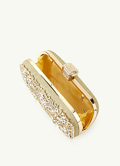 front Crystal And Rhinestone Embellished Clutch Bag