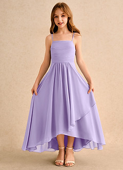 Azazie Twilight Dance Junior Formal Flower Girl Dresses Lilac A-Line Pleated Chiffon Dress image6