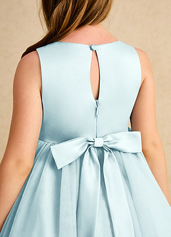 Azazie Prima Flower Girl Dresses Sea Glass A-Line Bow Tulle Dress image6