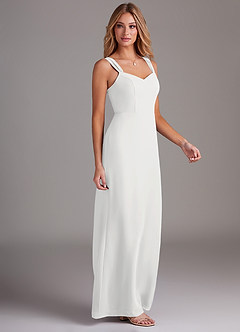 Azazie Denice Bridesmaid Dresses White Sheath Pleated Chiffon Dress image5