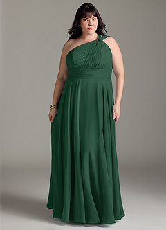 Azazie Charlize Bridesmaid Dresses Dark Green A-Line One Shoulder Chiffon Dress image7