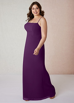 Azazie Tayla Bridesmaid Dresses Grape Sheath Square Neckline Chiffon Dress image8