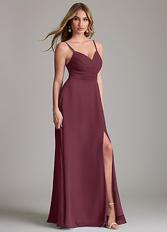 Azazie Terese Bridesmaid Dresses Cabernet A-Line Pleated Chiffon Dress image3