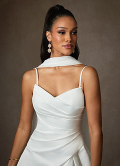 Azazie Adimaris 웨딩드레스 A라인 새틴 채플 트레인 드레스 image6