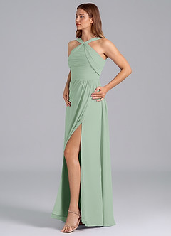Azazie Mianna Bridesmaid Dresses Agave A-Line Pleated Chiffon Dress image5
