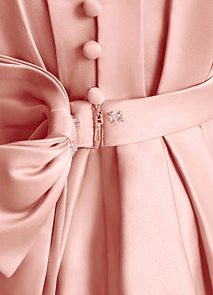Azazie Miriam Blumenmädchenkleider Ballkleid Plissee Matte Satin Kleid Rosettenrosa image10