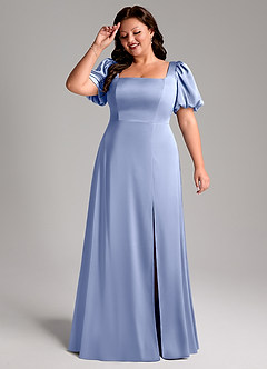 Azazie Fyona Bridesmaid Dresses Ice A-Line Pleated Stretch Satin Dress image11
