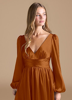 Azazie Norah Final Sale Auburn A-Line Metallic Satin Dress image6