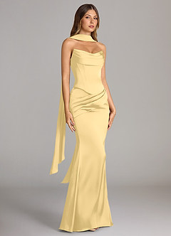 Azazie Sorrel Bridesmaid Dresses Butter Mermaid Strapless Stretch Satin Convertible Dress image3