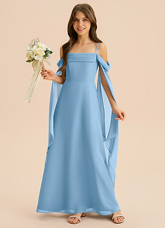 Azazie Moana Junior Linia A Pofałdowany Szyfon Długość podłogi Młodsza druhna Sukienka image4