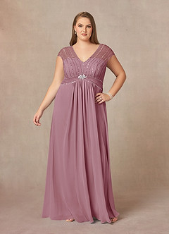 Azazie Star Mother of the Bride Dresses Vintage Mauve A-Line V-Neck sequins Chiffon Dress image6