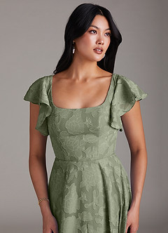 Azazie Bondi Bridesmaid Dresses Pistachio A-Line Side Slit Floral Burnout Dress image6