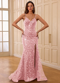 Glazia Blushing Pink Floral Sequined Embroidery Mermaid Prom Dress image6