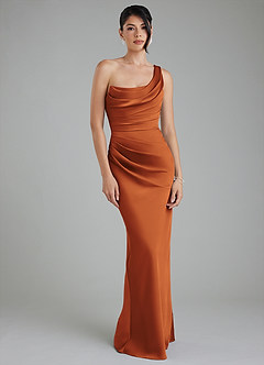 Azazie Sabrina Bridesmaid Dresses Cinnamon Mermaid Corset Stretch Satin Dress image6
