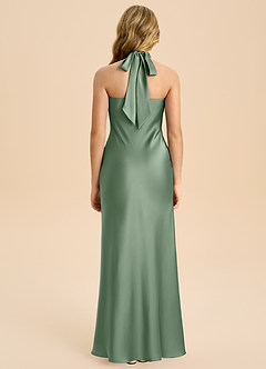 Azazie Chickie Junior Robe Fourreau en Satin extensible Plissée Matcha image2