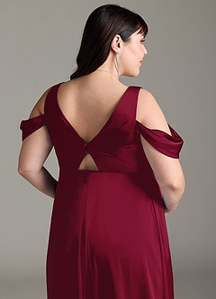 Azazie Rhea vestidos de dama de honor de maternidad Vestido de Corte En A Off The Shoulder Plisado Hasta el suelo Satén Elástico image13