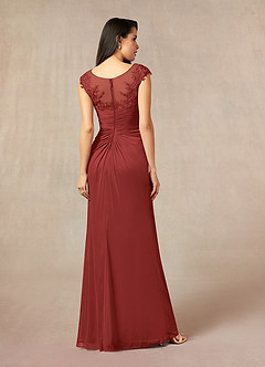 Azazie Oliniana Mother of the Bride Dresses Rust Mermaid Lace Mesh Dress image3