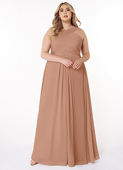 Azazie Kaleigh Bridesmaid Dresses Champagne Rose A-Line Pleated Chiffon Dress image7