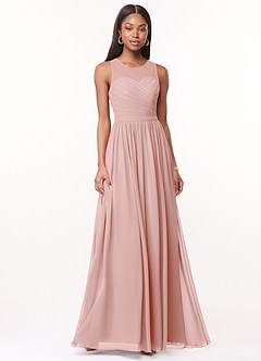 Azazie Nina Bridesmaid Dresses Powder Pink A-Line Pleated Chiffon Dress image1