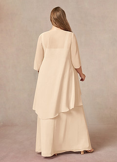 Azazie Weisz Mother of the Bride Dresses Sand A-Line Square Neckline Pleated Chiffon Dress image9