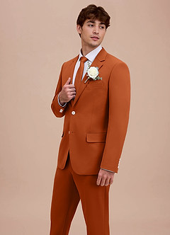 front Ethan Naranja Quemada Chaqueta de traje de tejido refinado