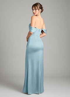 Azazie Johana Bridesmaid Dresses Moody Blue Mermaid Off the Shoulder Stretch Satin Convertible Dress image8