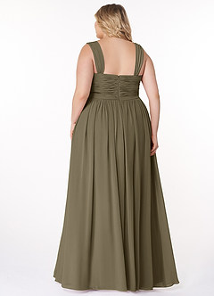 Azazie Zapheira Brudtärnklänningar Klänning av A-Linje i Chiffong Ruched Pilgrön image8