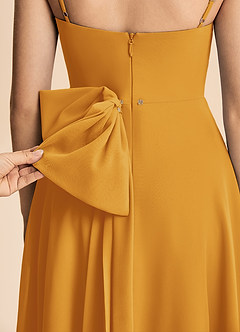 Azazie Bear Junior A라인 주름진 쉬폰 플로어 길이 주니어 신부 들러리 드레스 image8