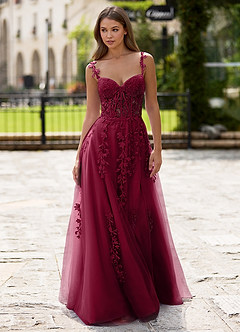 Dreamscape Burgundy A-line Prom Dress image3
