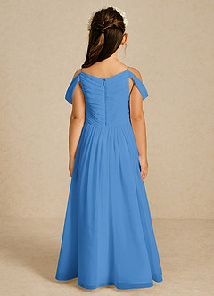 Azazie Chelle Flower Girl Dresses Blue Jay A-Line Pleated Chiffon Dress image2