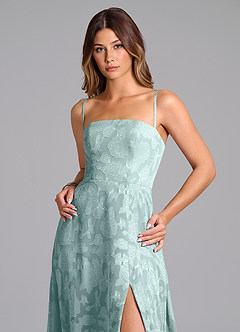 Azazie Wren Robes de demoiselle d'honneur Robe Trapèze en Blumen-Burnout Sans bretelles Brume image2