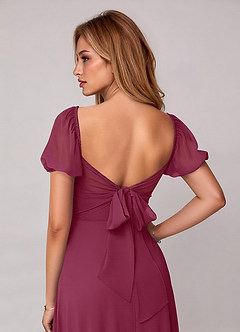 Azazie Fatima Bridesmaid Dresses Mulberry A-Line with Pockets Chiffon Dress image1