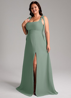 Azazie Debra Bridesmaid Dresses Silver Sage A-Line with Pockets Chiffon Convertible Dress image11